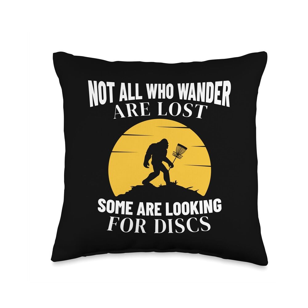 3498 Bigfoot Sasquatch Yeti Disc Golfing Lover Player Throw Pillow 16x16